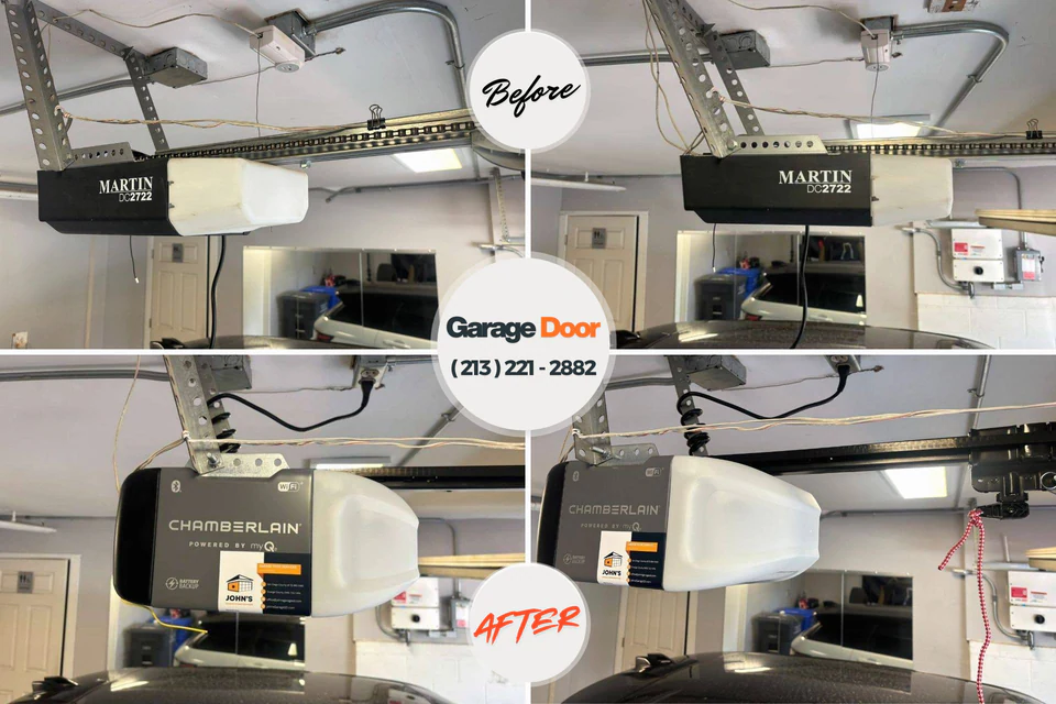 Before and after: garage door repair Lakin, KS